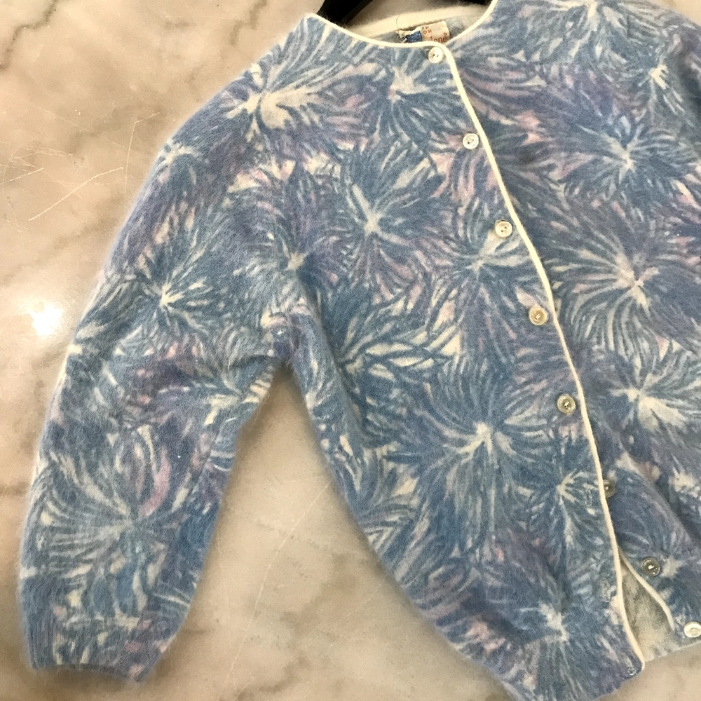 Vintage print soft Angora/Lambswool sweater